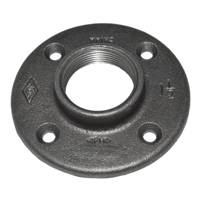 1" BLK FLR Flange - Hamtramck Hardware
