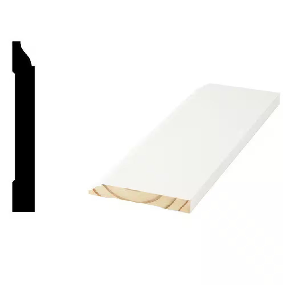 WM620 9/16 in. x 4-1/4 in. x 16 ft. Primed Finger-Jointed Pine Base Molding - Hamtramck Hardware